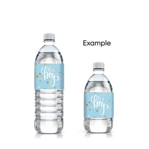 Blue & Silver It's a Boy Baby Shower Water Bottle Labels - 24 Stickers - Picture 4 of 6